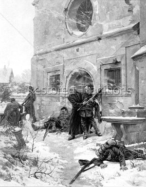 Catholic Priest holding the wounded